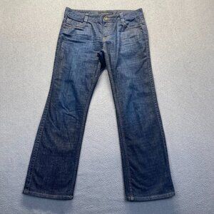 Calvin Klein Jeans Mid Rise Lean Bootcut Jeans Dark Wash Women Size 14 Embroider
